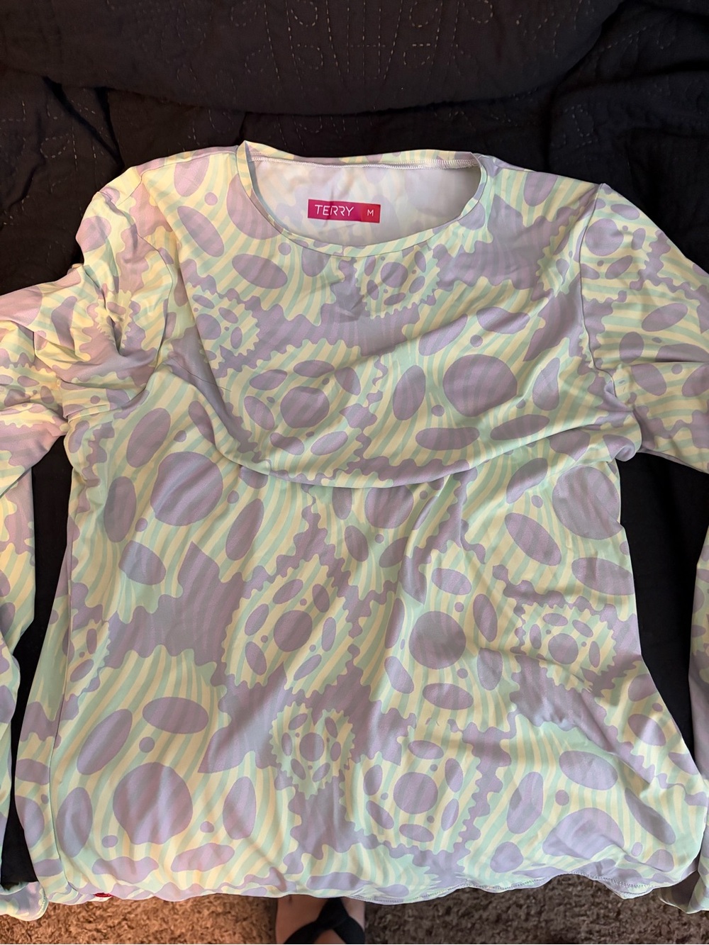 TERRY Lavender & Cream Abstract-Print Long Sleeve Top